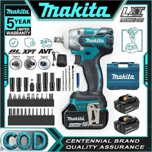 [Tersedia di Indonesia]Makita 18V2 DTW285 Kunci Impact Nirkabel 980N.m Kunci Brushless Isi Ulang Tugas Berat Mesin Obeng Rangka Ban Kuat Mesin Obeng Listrik Set Alat Listrik