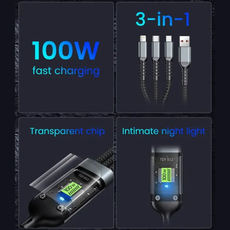 Kabel Data Multifungsi Micro USB Lightning Type C 20V 1.2M - OL601 0
