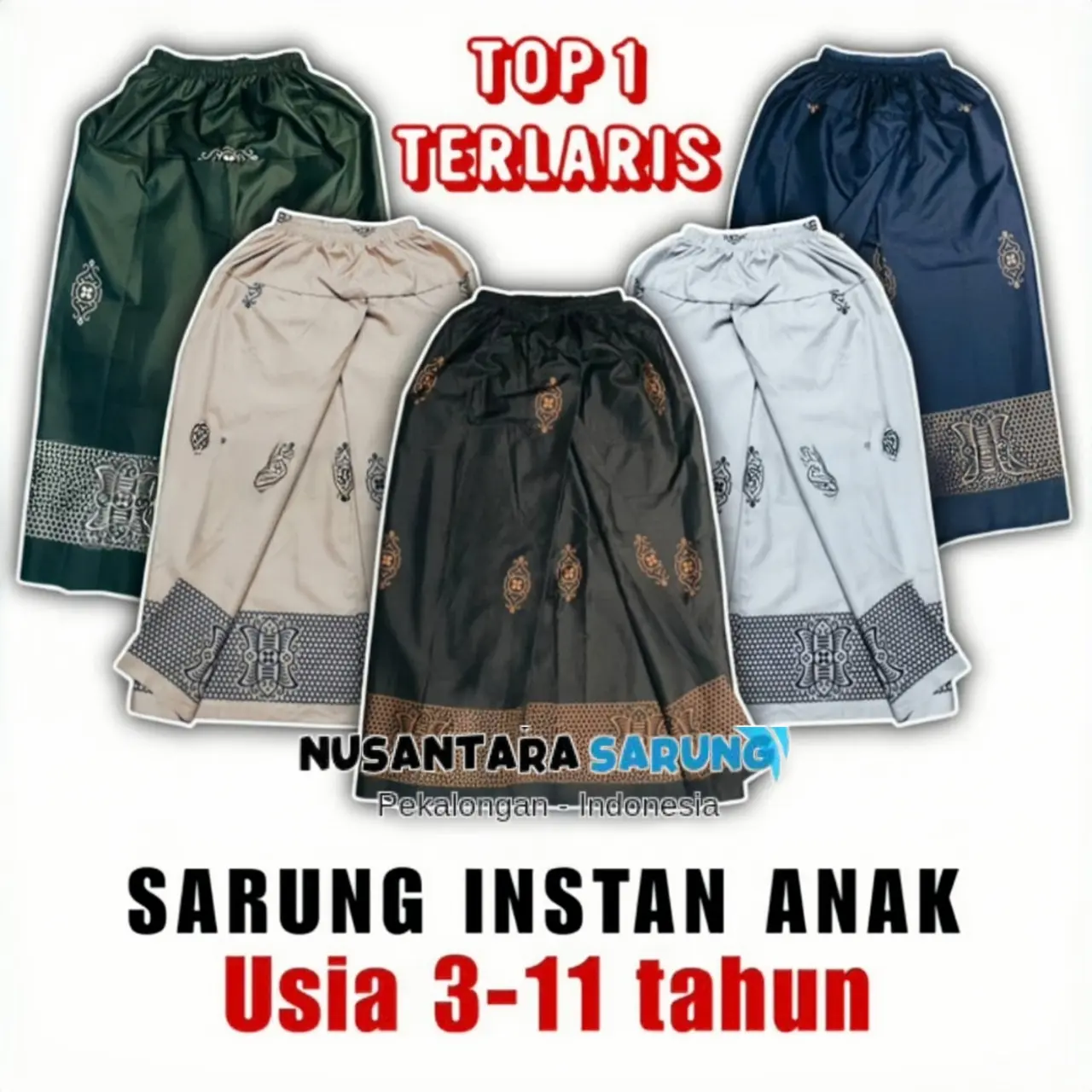Sarung Instan Anak Laki Laki Model Rok by Nusantara Sarung ORI Muslim Panjang bahan Katun
