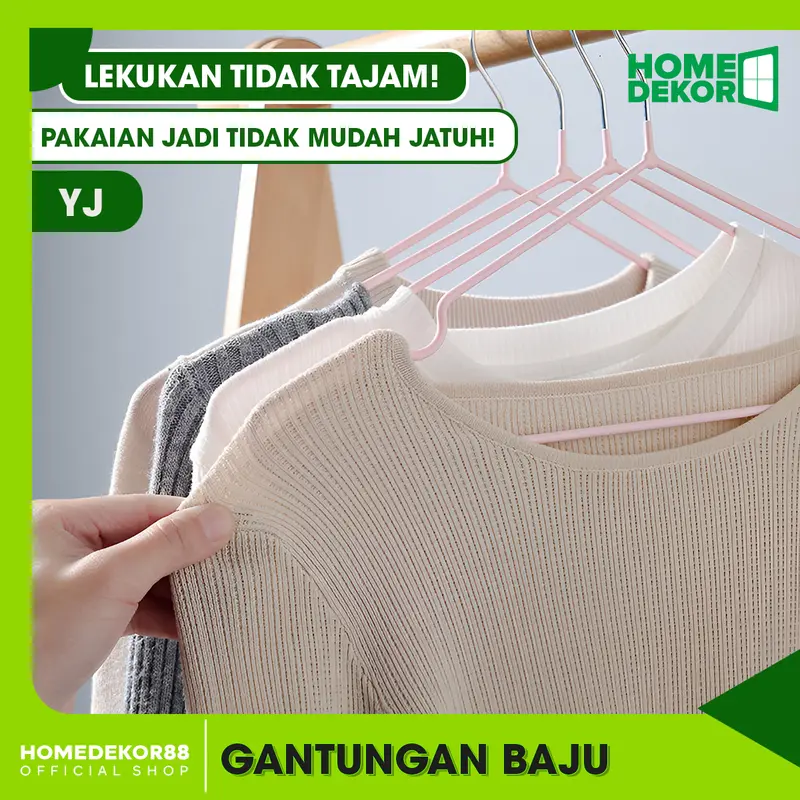 HOMEDEKOR - Hanger Baju Stenlis 1 PAKET ISI 10PCS Hanger Anti Karat Ukuran Besar / Kecil 3