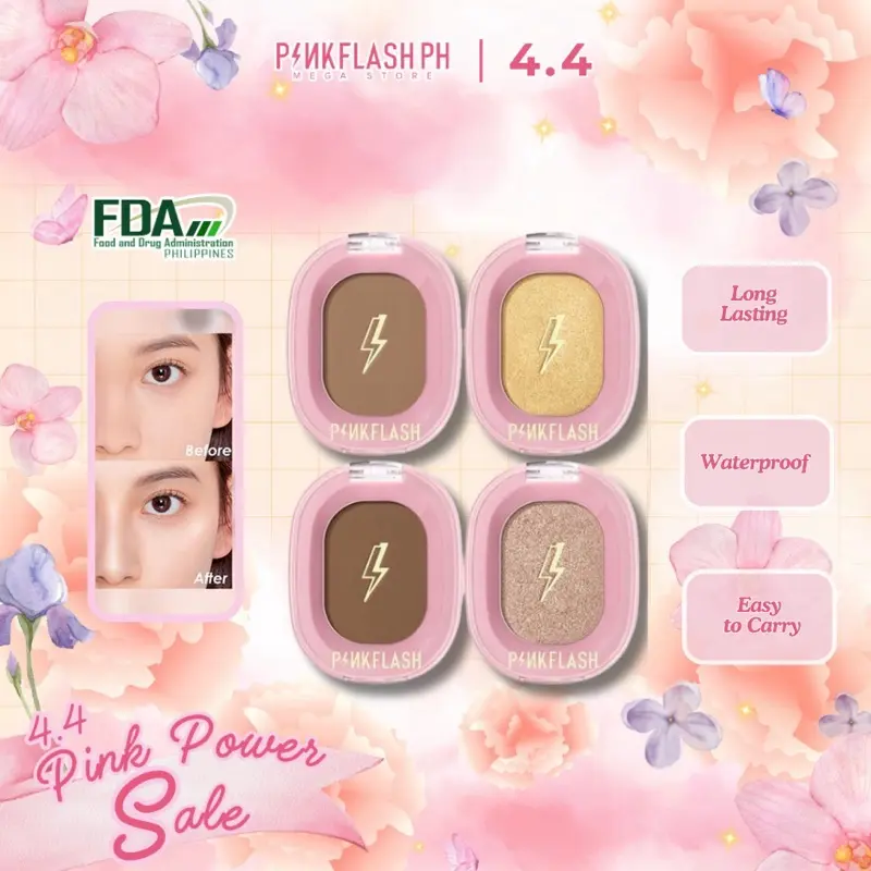 PINKFLASH Long-lasting Waterproof Highlighter Contour Soft Smooth Naturally Shimmer Bronzer Makeup Powder Cosmetic