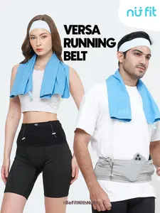 Nu Fit - (HITAM DAN ABU) Tas Lari Unisex - Tas Lari - Tas Pinggang Olahraga - Tas Pinggang Multi Fungsi - Running Belt - Tas Running -  Tas Lari Pria - Tas Lari Wanita - Tas Lari Unisex - Running Belt Unisex - Tas Lari Elastis