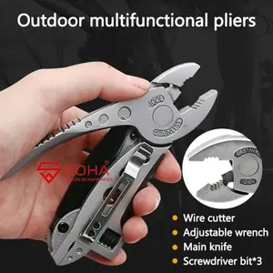TK-16, Perkakas Kunci Pas  Multifungsi Pisau Lipat Kunci Pas Pocket Stainless Steel Knife Wrench Plier Kunci Serbaguna