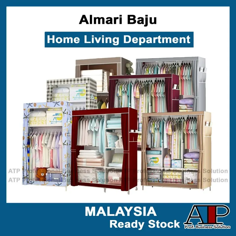 Wardrobe Almari Baju Rak Baju Clothes Organization Storage Rack ...