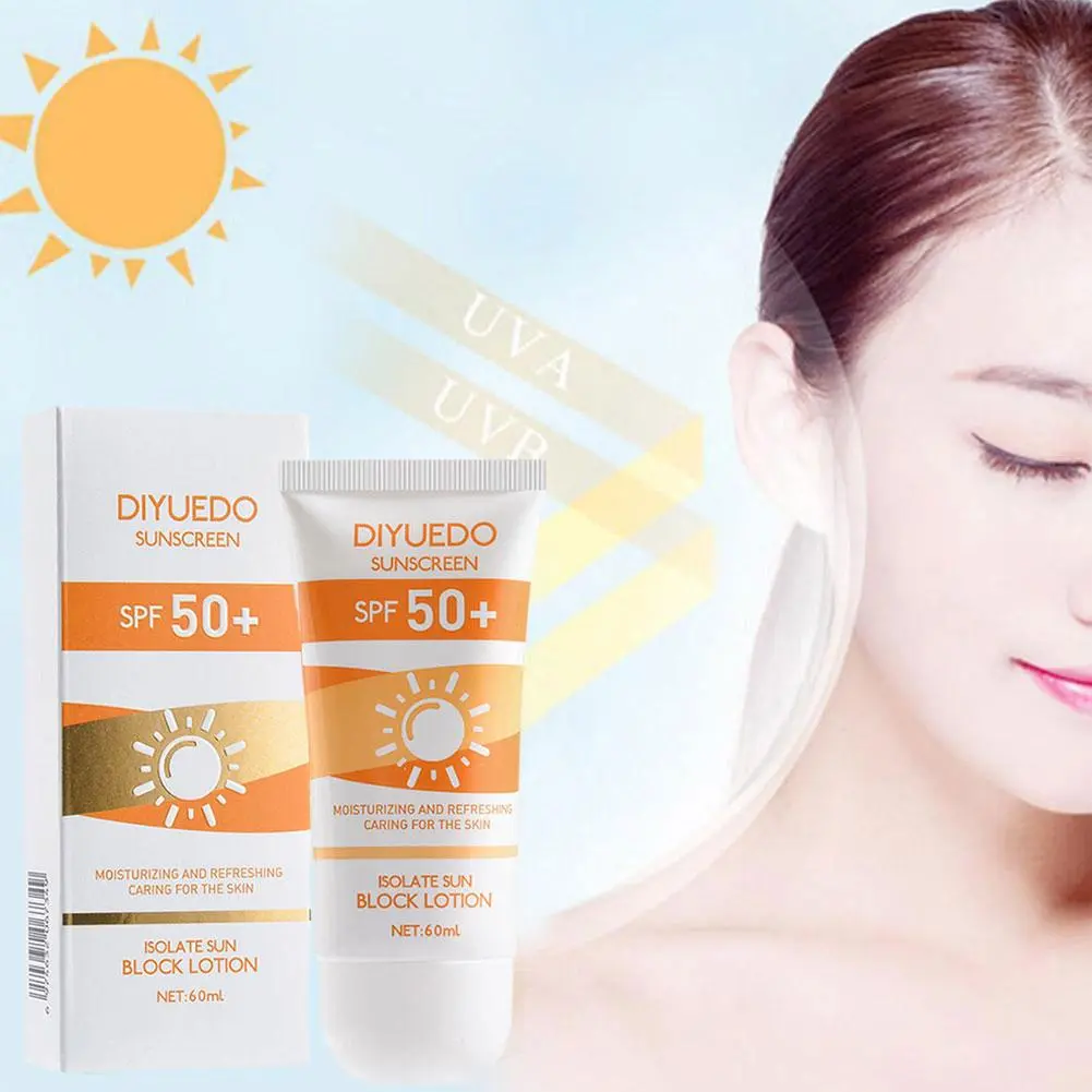 DIYUEDO-Kem Chống Nắng SPF50 PA + + +, Dưỡng Ẩm, Làm Mới, Chống Nắng UV Cho Mặt Và Cơ Thể, 60Ml