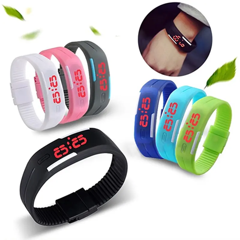 [Be] Đồng Hồ Đeo Tay Silicon Cho Nam Và Nữ, Vòng Tay Thể Thao LED Màu Đỏ, Cảm Ứng, Kỹ Thuật Số, Thời Trang 2