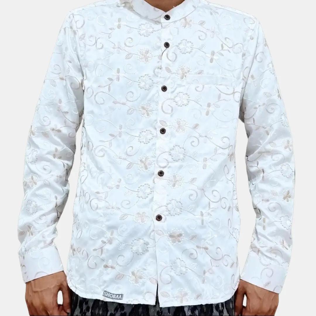 Baju Asb Kemko Brokat Shoba Putih Kembang Manset Slimfit Bordil - Panjang, Muslim Tangan seragam hadroh koko brokat full Pria Dewasa Bordir Baju Asb Kemko Brokat Shoba Putih Kembang Manset Slimfit Bordil - Panjang, Muslim Tangan seragam hadroh koko brokat full Pria Dewasa Bordir