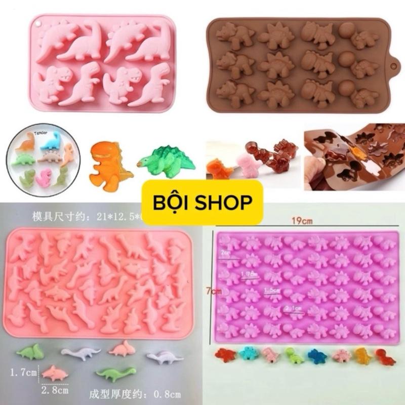  BỘI SHOP KHUÔN SILICON 8,12,30,48 KHỦNG LONG LÀM KẸO CHIP SOCOLA RAU CÂU TOPPING TRÀ SỮA 