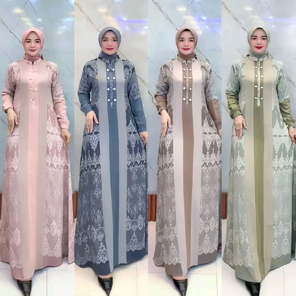 Mauzza dress gamis zahra terbaru simple dan elegan Muslim Lebaran Mewah