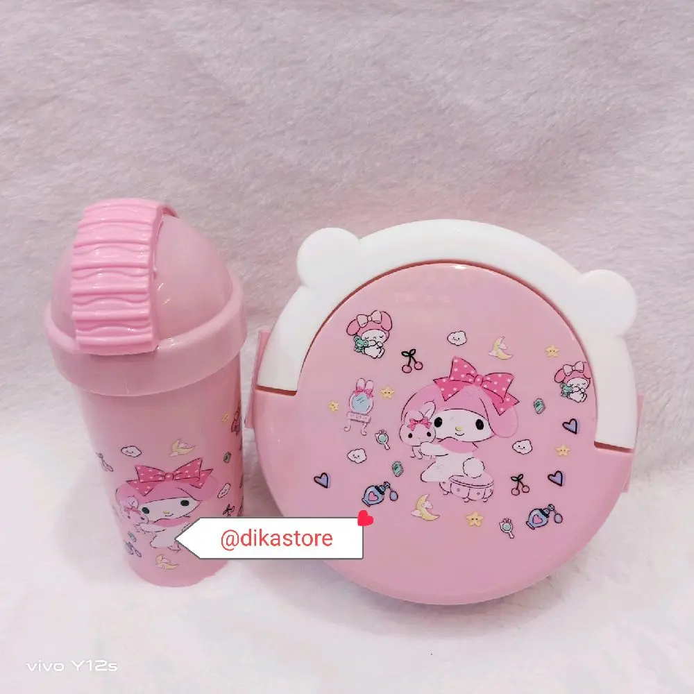 Tempat Makan Set/Lunch Box Set/Tempat Bekel Set Karakter Bulat