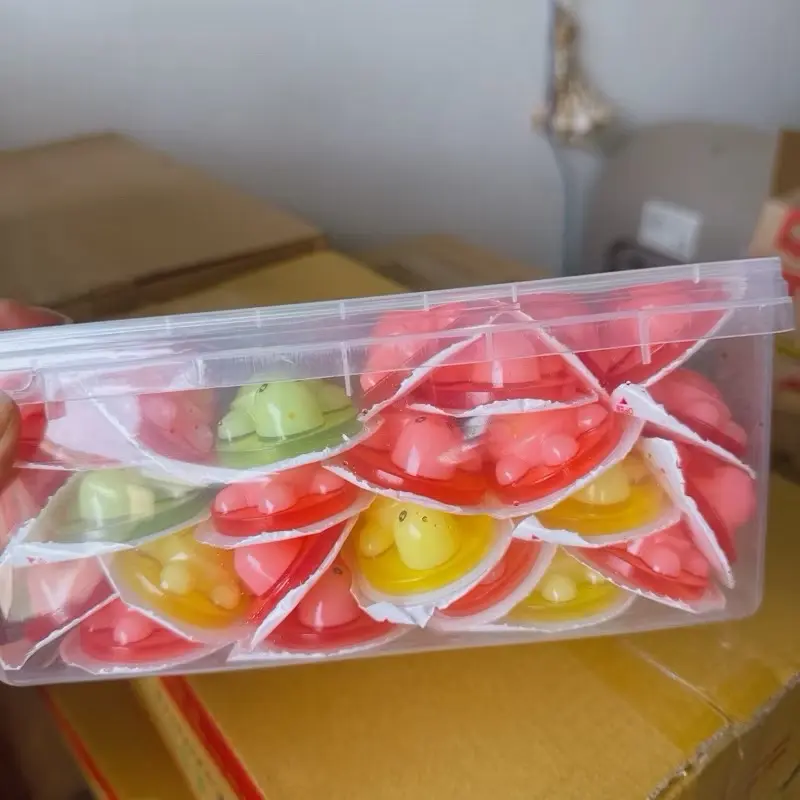Sỉ hộp 50c thạch rùa hoa quả kèm thìa slct, thạch rùa mix vị trái cây