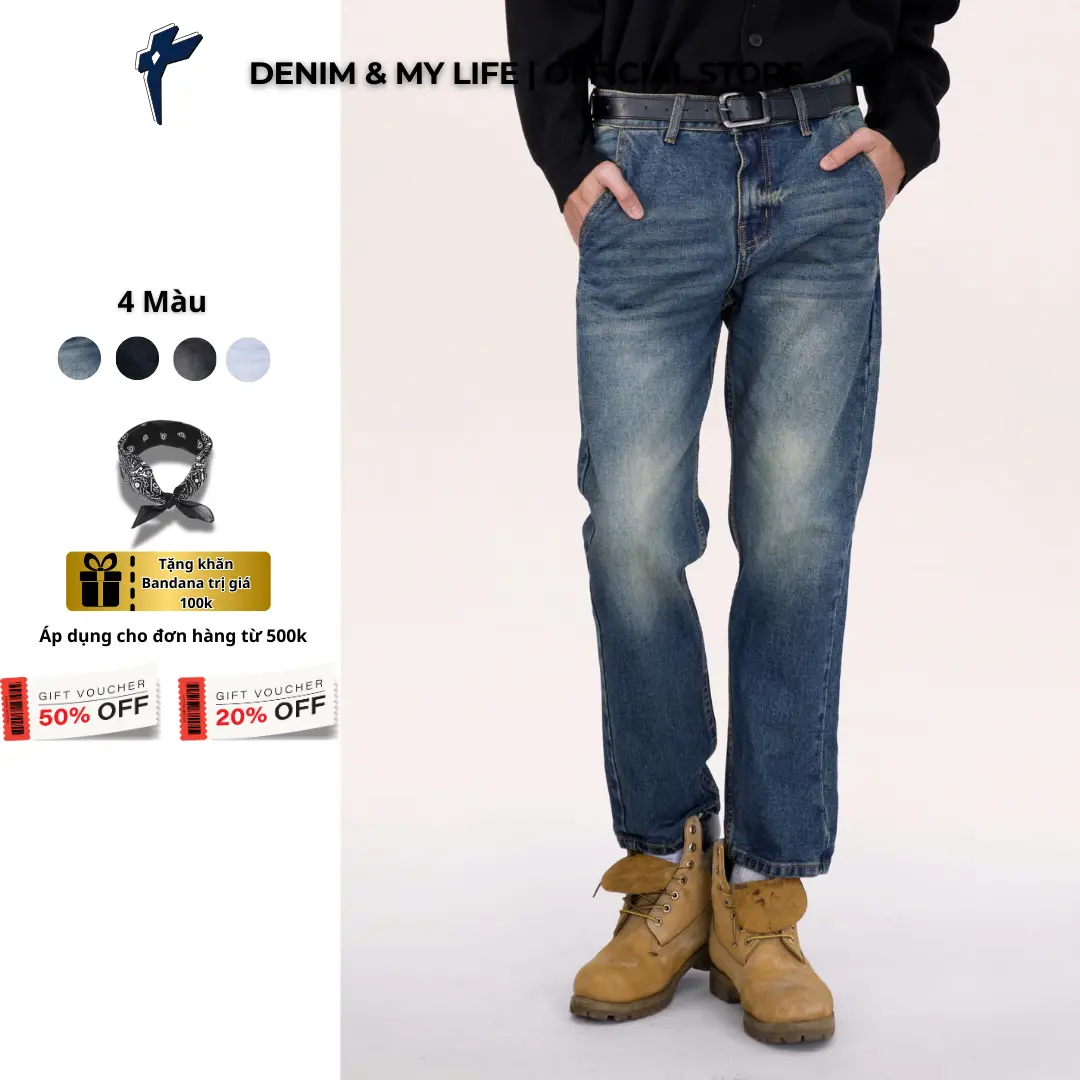 Quần Jeans Nam Form Regular Chất Denim Cotton Cao Cấp