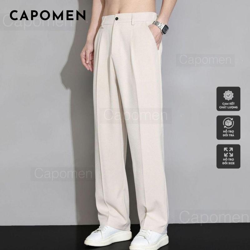 Quần tây nam ống suông basic, ống rộng chất vải chéo Thái kiểu dáng trẻ trung năng động và lịch lãm phong cách Hàn Quốc