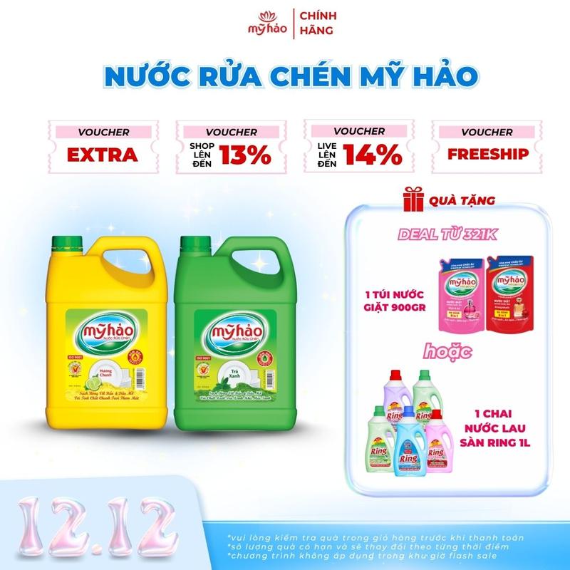  Combo 4.5 KG Nước Rửa Chén Mỹ Hảo - 1,5 KG x 3 - An Toàn Cho Da - Đậm Đặc Mềm Mại Da Tay - Hương Tươi Mát Khử Sạch Mùi Thức Ăn 