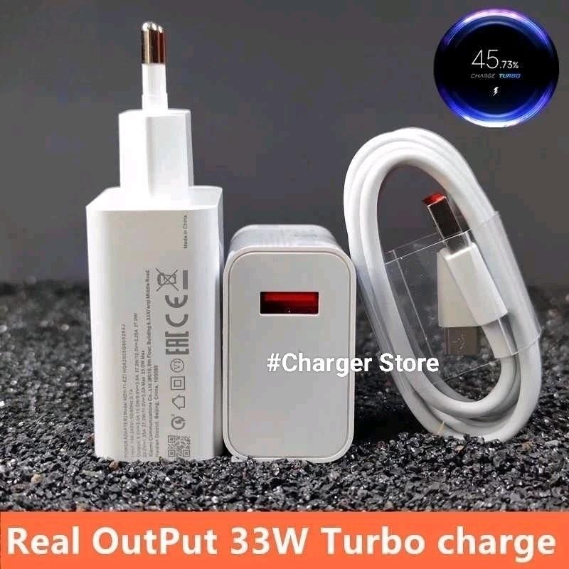 Charger Xiomi Adaptor + Kabel 33W Red Note 7 8 9 Pro Mi10 9C 9A Note 10 ...