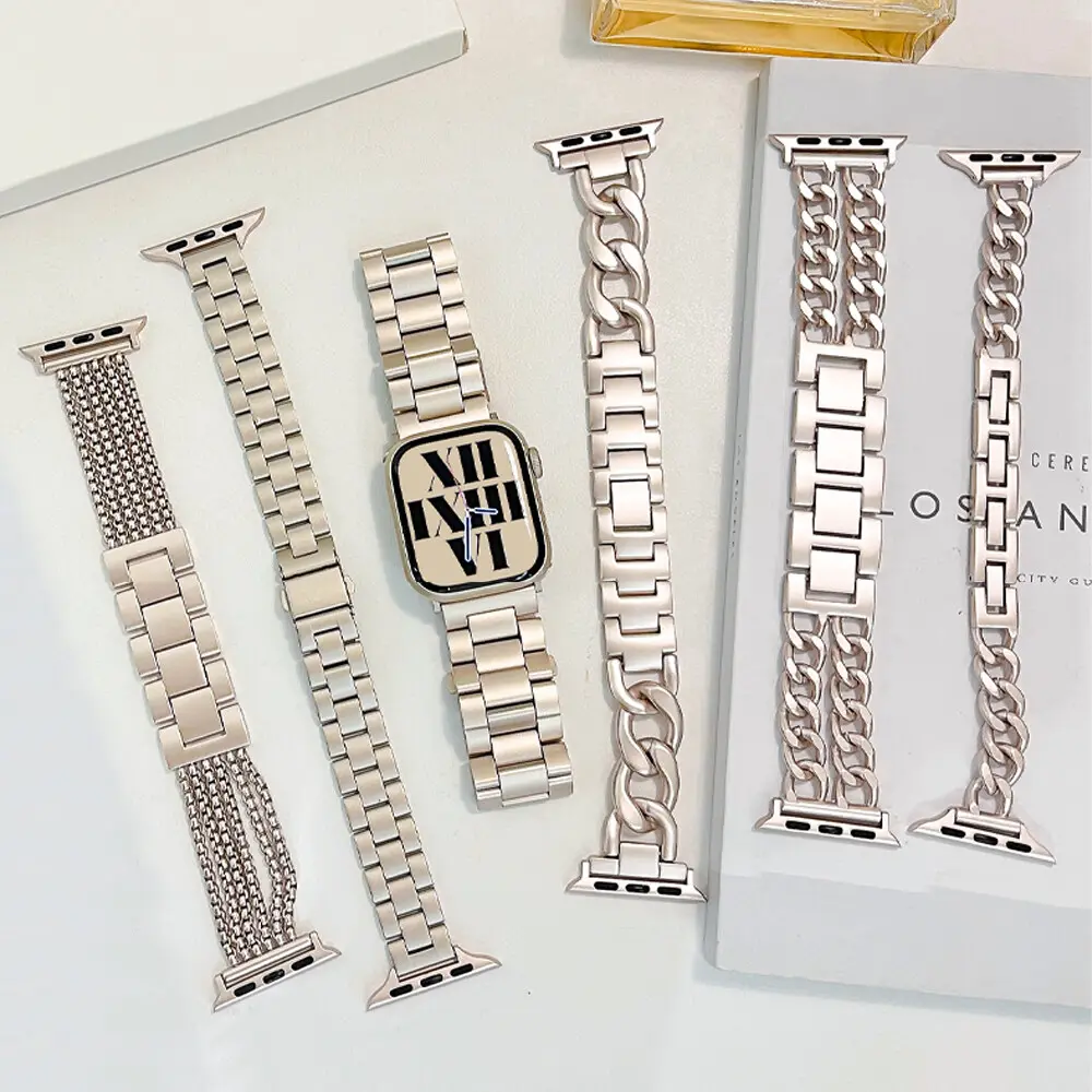 Women Starlight Series Metal Strap for Apple Watch Band 9 8 7 6 3 5 se Luxury Stainless Steel Bracelet Apple Watch Ultra 2 49mm 45mm 42mm 44mm 41mm 40mm 38mm