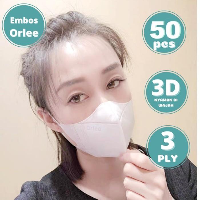 Masker Duckbill 3ply Dewasa isi 50 Orlee 3D - Putih