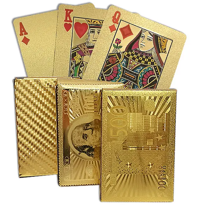 Kartu Remi Poker Bahan Lapisan Foil Waterproof Dollar - TH73A - Golden 2
