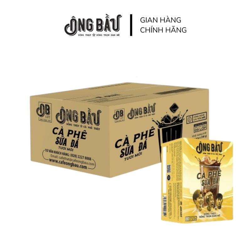 ÔNG BẦU - Thùng 24 Hộp Ông Bầu Cà Phê Sữa Đá Tươi Mới - Hộp 240g Coffee Đường