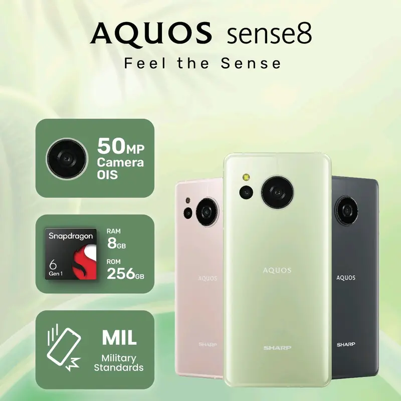 Sharp Aquos Sense 8 5G - Smartphone Compact | 8GB/256GB | Snapdragon 6 Gen 1 0
