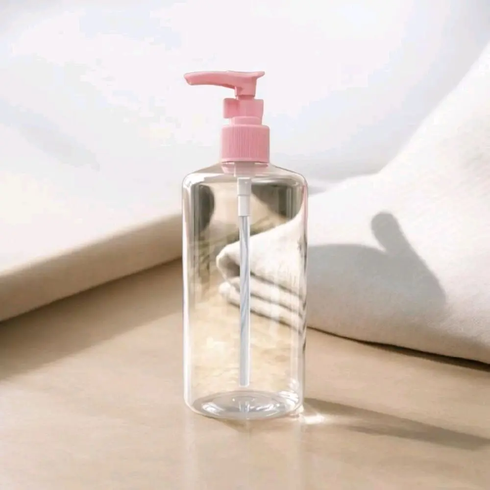 Botol Pump 500ml Bening Pet untuk Handsoap Sabun Cair Refill dengan Tutup Pump Clip Warna Pink dan Putih Pump Capit