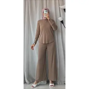 ALZAFA SET Zeffanya Set Rib knitt / SETELAN WANITA LENGAN KANCING RIB KNIT PREMIUM