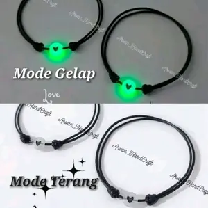 Tali Korea Gelang couple love / star glow in the dark manik love pink dan hitam || gelang pria dan wanita remaja dan dewasa bracelets elegan waterproof termurah couple2sahabat