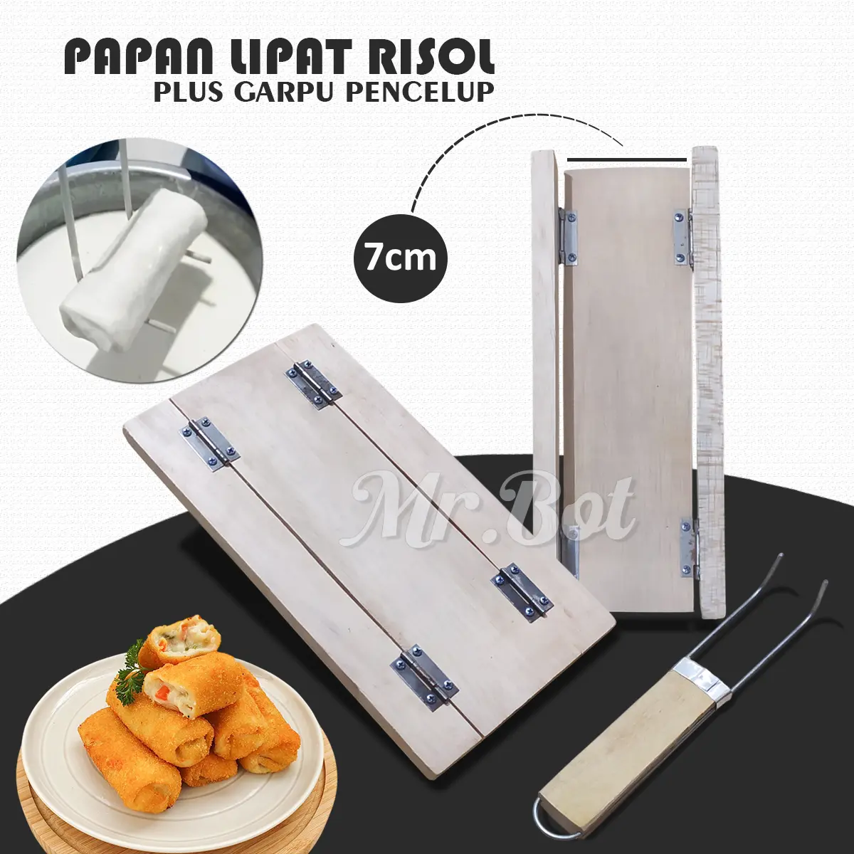 Papan Lipat Risol 7cm dan Garpu Pencelup Risol Bahan Kayu Pilihan Terbaik Kitchenware