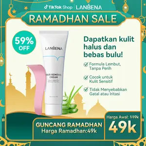 [OFFICIAL STORE] LANBENA Hair Removal Cream – Krim Penghilang Tanpa Rasa Sakit & Aman untuk Kulit Sensitif | Menghambat Pertumbuhan Bulu, Membersihkan Sampai ke Akar, Cocok untuk Ketiak, Kaki, dan Tubuh (100g)