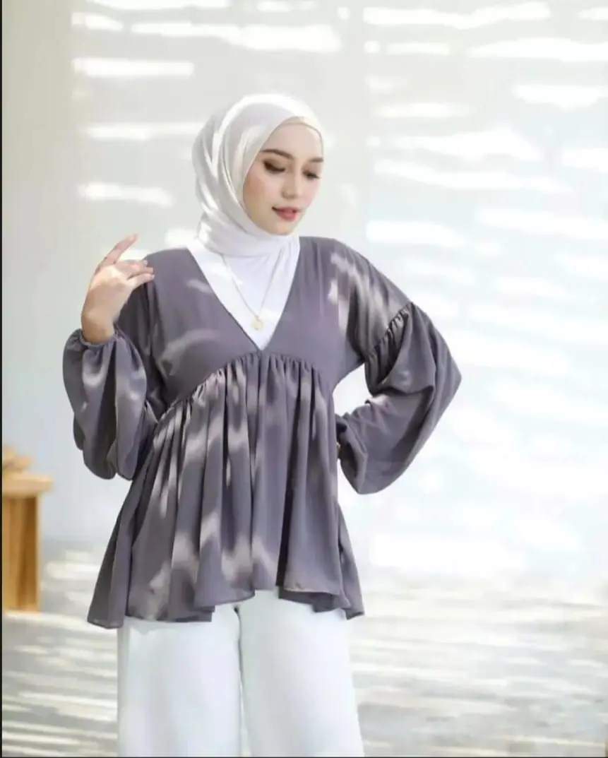 Outer wanita terbaru,Blouse outer Ruffle dealova,Atasan Wanita,Atasan Remaja,bahan ceruty,bisa bayar ditempat, atasan muslim wanita Twill Weave Modest