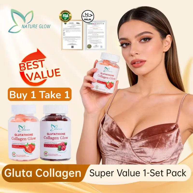 FDA Approved】Nature Glow 60PC glutathione collagen gummies glutathione collagen