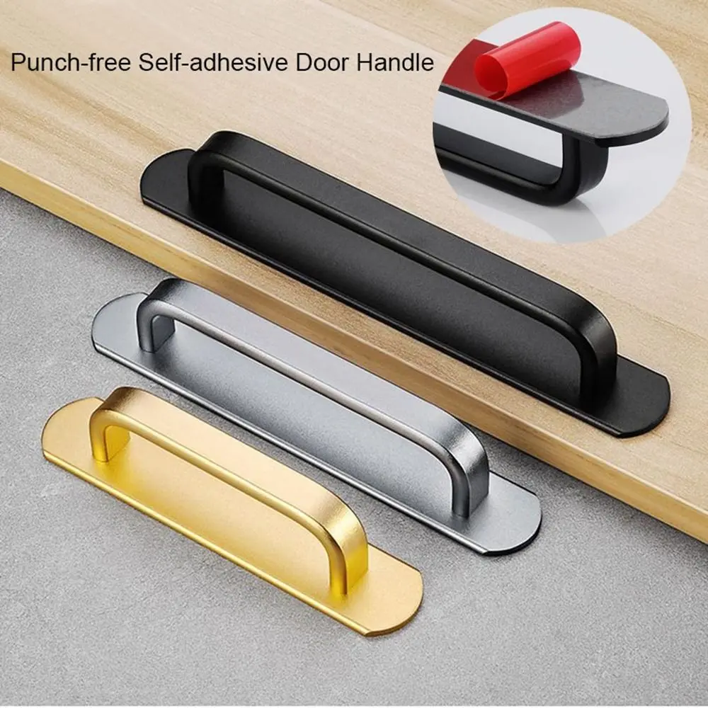 Fashion Aluminium Alloy Door Handle Hardware Self-Adhesive Door Knob Punch-free Multifunctional Door Handlebar Wardrobe