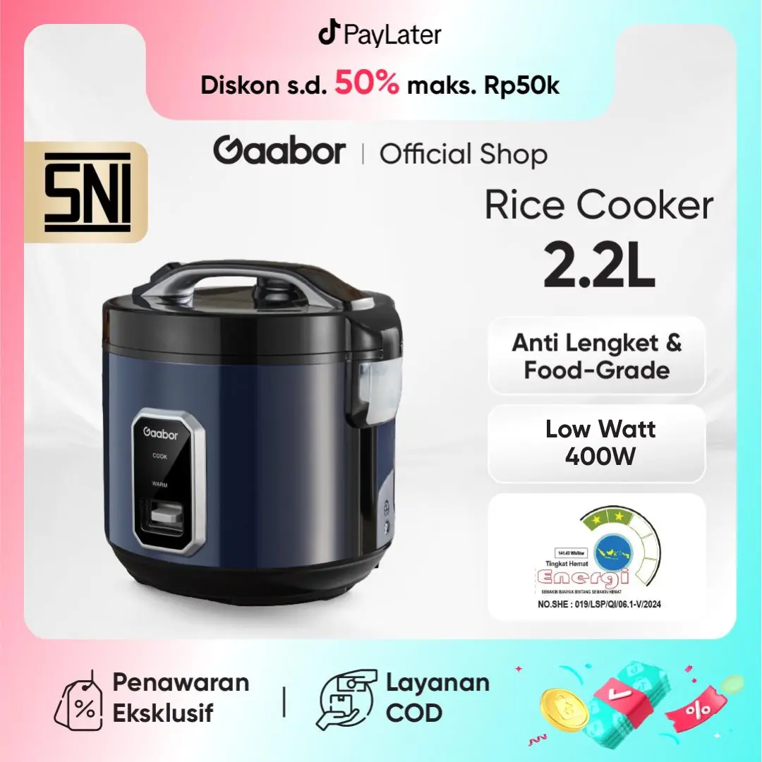 [BEST PRICE] Gaabor Rice Cooker Magic Com 400W 2.2L Serbaguna Anti Lengket Penghangat Nasi / RC50M-BE01A