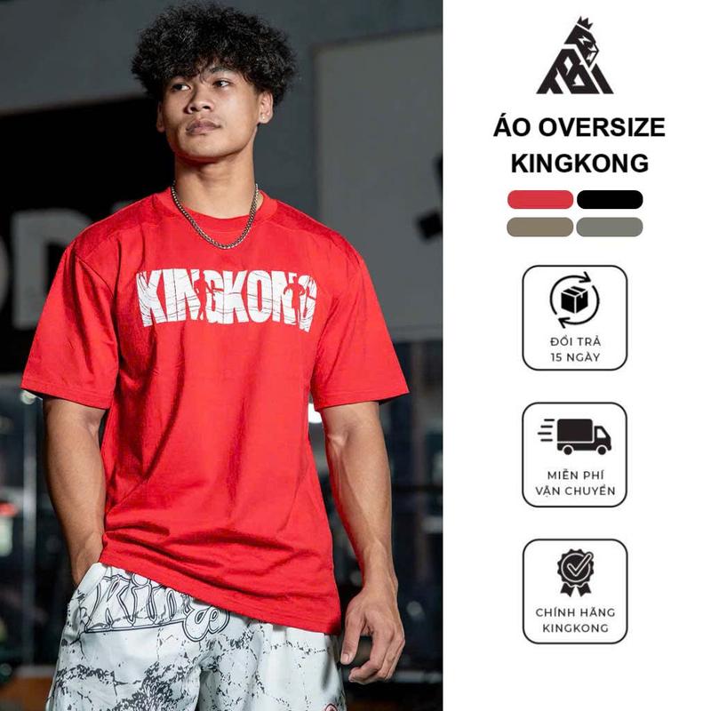 Áo Thun KingKong Oversize Nam Nữ Co Giãn Cổ Tròn In Chữ Basic - Local Brand TB KINGKONG SPORT WEAR