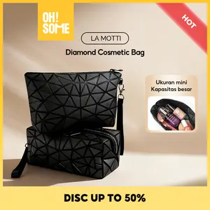 OHSOME - [BEST SELLER] La motti Diamond / Rectangular Diamond Cosmetic Bag Black