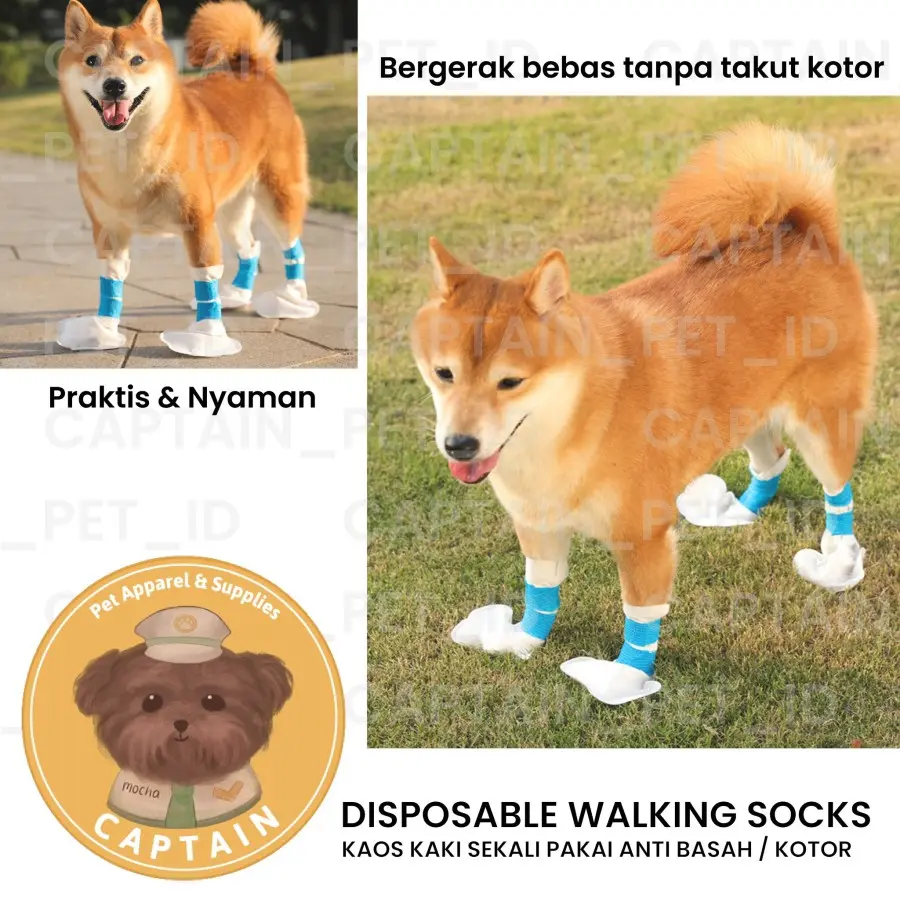 ALAS KAKI ANJING SEKALI PAKAI DISPOSABLE PET SOCKS WALKING DOG SHOES KAOS KAKI ANTI BASAH ANTI DEBU
