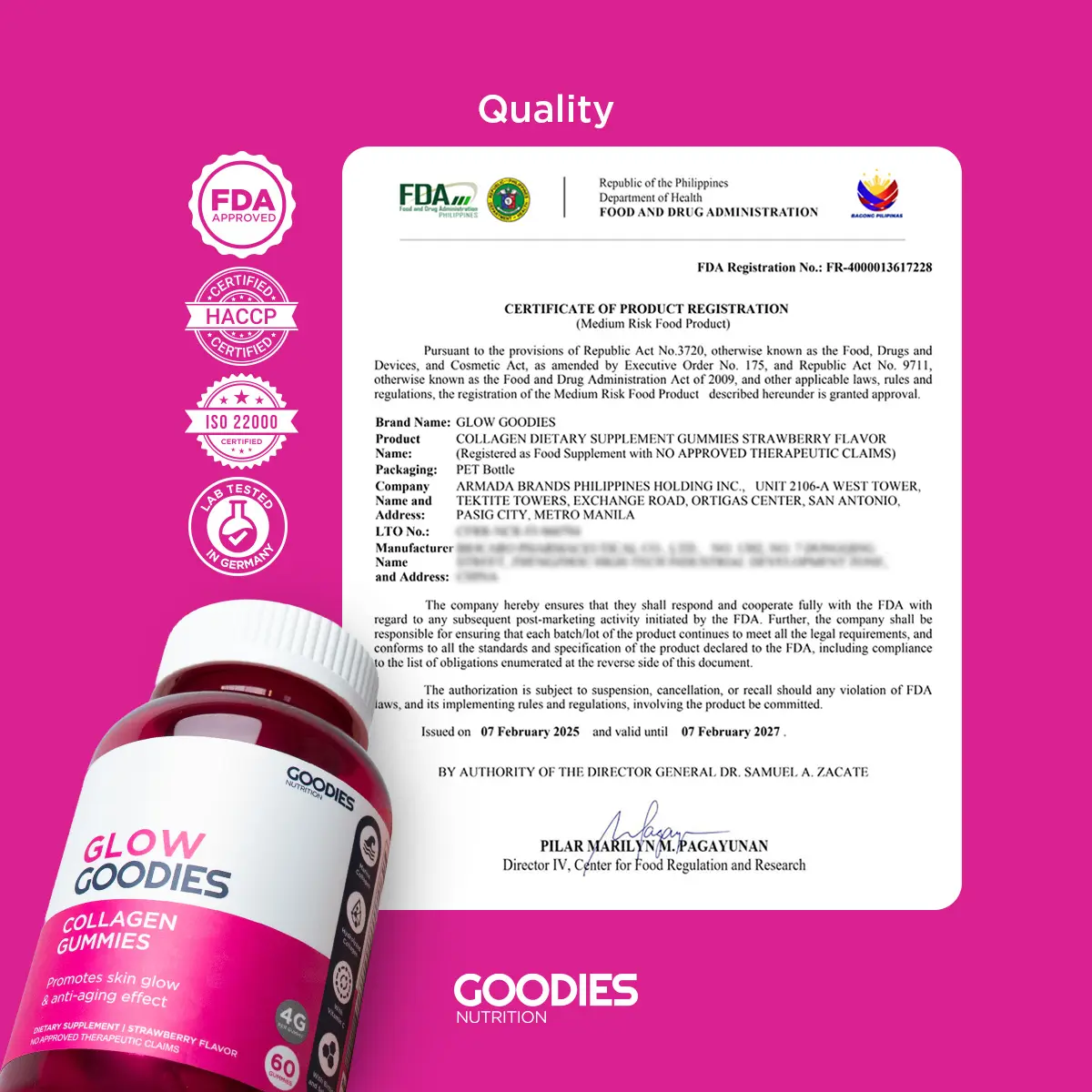fda approved glutathione brands philippines Advisory No.2024-0654 || Public Health Warning Against the Purchase and Consumption of the Unregistered Food Supplement Unregistered GRETESS BEAUTY CARE Ume S-Acetyl (1000 mg, 100 capsules) Philip Brozo | This 2026,