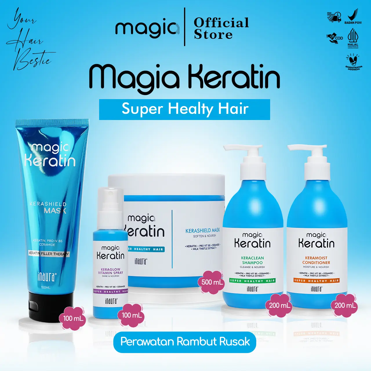Magia keratin Series perawatan rambut kering dan rusak