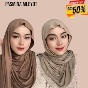 Pashmina Mleyot Jersey  Jilbab Muslim Kerudung Panjang adem lembut Pasmina instan Viral Banyak Warna Pilihan