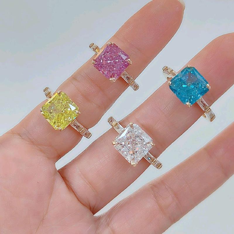 Nhẫn đá nam phi vuông 10 × 10 đai 1 hàng đá chất liệu đồng không xi không keo màu miền tây