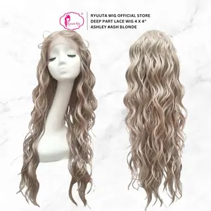Ryuuta Wig Half Lace Wig Deep Part Free Parting Mermaid Wave Ashley Ash Blonde