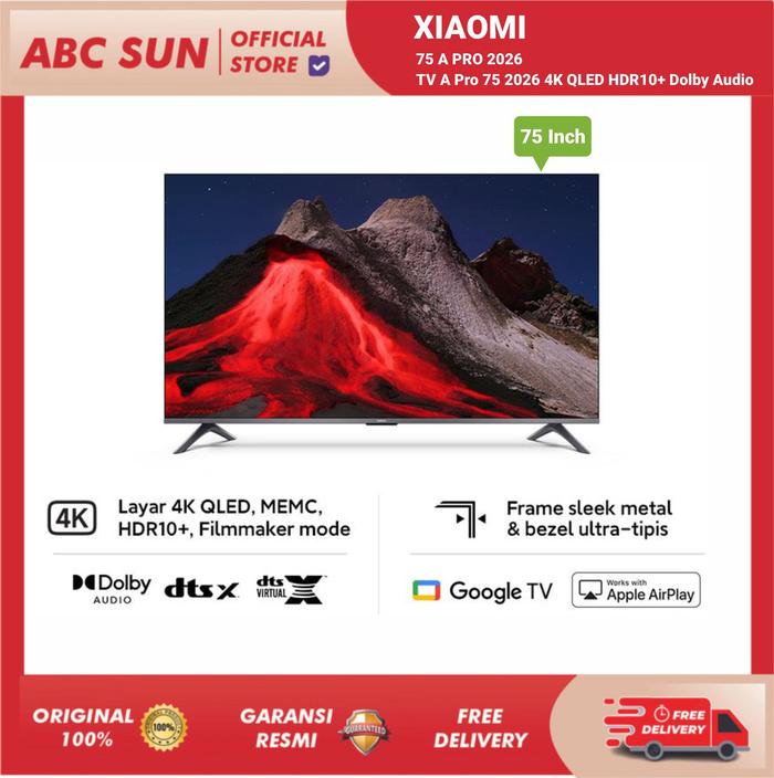 Gambar Xiaomi TV 65 A Pro 2026 L65MB-APID 4K QLED HDR10+ Dolby Audio Google TV Apple Airplay dari ABC Sun Electronic Kota Bandung Tokopedia