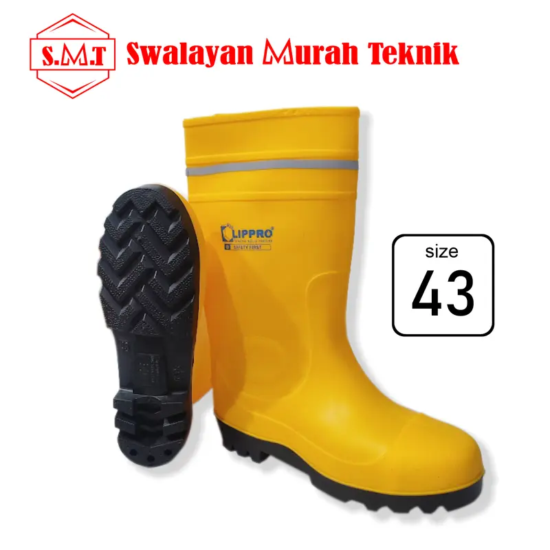 Sepatu Boot LIPPRO Safety Boot Multifungsi Rubber Steel Toe Anti Slip S4 Kuning 100% PVC Size 40-43 - Shoes 3