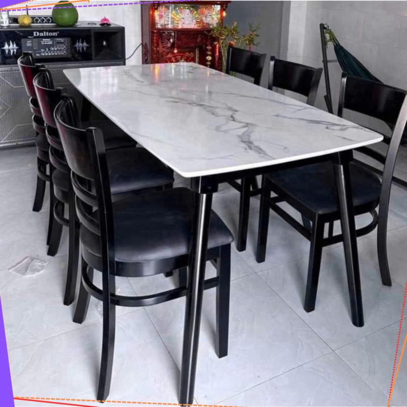 Product Introduction of Bàn Ăn Cơm Giả Đá 6 Ghế - Bộ Bàn Ăn Gia Đình 6 ghế cabin trắng - TH Ngọc Mai - BH 12 tháng 106