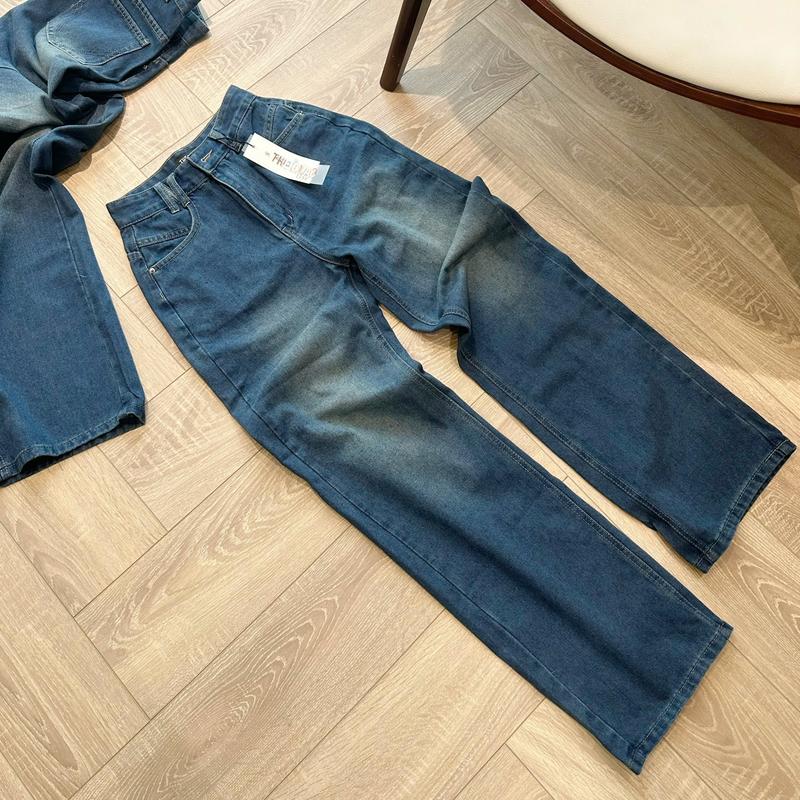 THE QUẠO - Quần Jeans Nữ Lưng Cao Ống Suông Xanh Đậm Bụi S0705_652