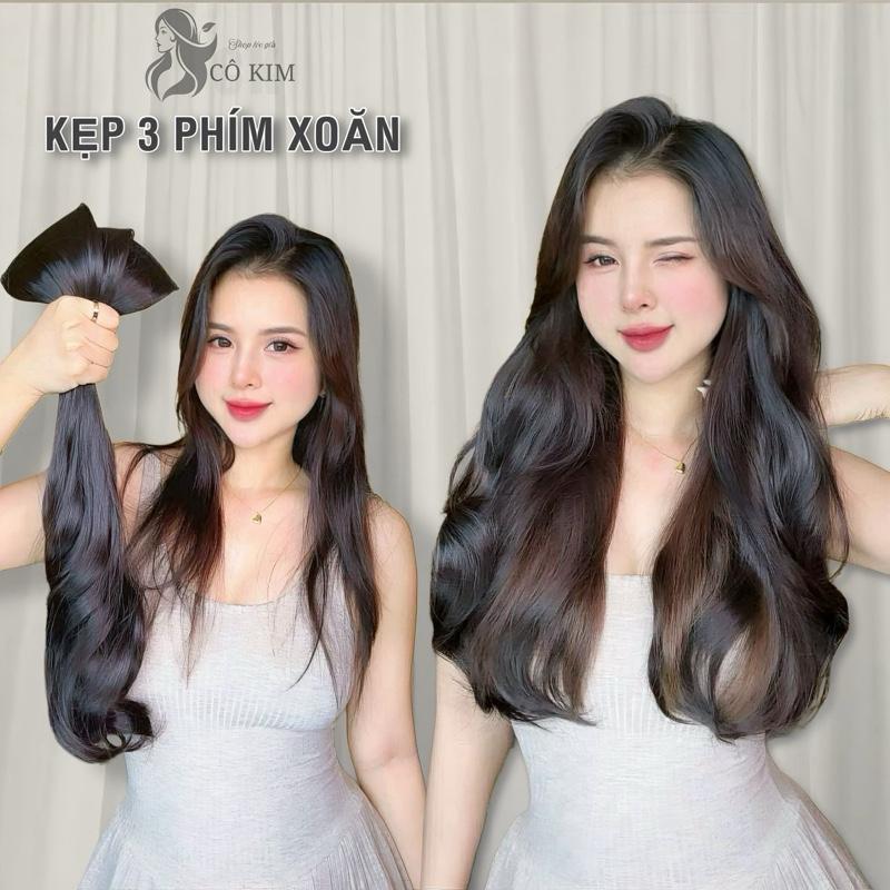 Tóc kẹp nữa đầu 3 phím rời dáng xoăn sóng dài giúp nối tóc dài và dày hơn ( khách kéo sang phải để xem hình mô tả thêm )