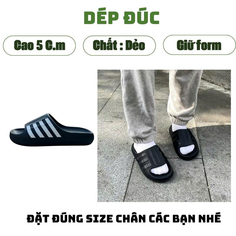 Đế cao 5cm cao cấp Dép Đúc ADI Nam Nữ I Dép 3 Sọc Mẫu mới I Dép Thể Thao I Chất Liệu EVAI Quai Ngang DéP Đế Bằng