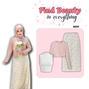 One Set Wanita Cute Setelan Cardigan Pink Mix Inner Dikombinasi Rok Motif Aline Fashion Remaja Dewasa Korean Style B009