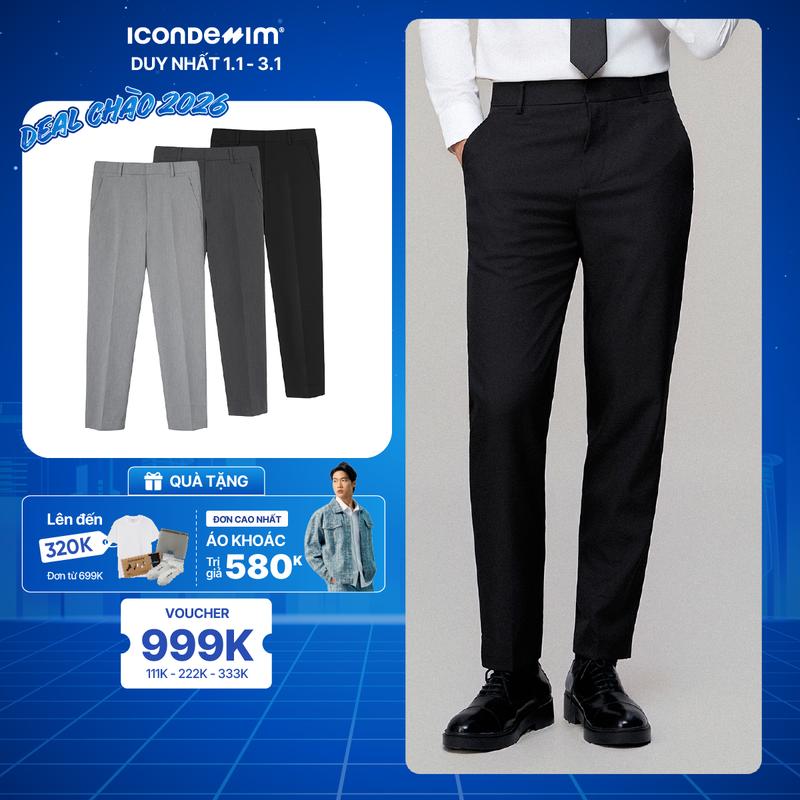 Quần Tây Nam ICONDENIM Ống Suông Co Giãn Basic Form Straight QTID0064
