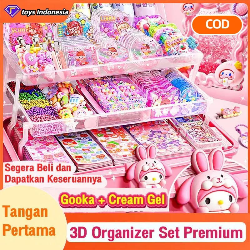 [TOYS INDONESIA]DIY Gooka Set Cream Gum Stiker Anak Set Alat Tangan DIY Guka Stiker Lengkap Guka Set Gantungan Kunci Akrilik DIY Keychain Set-Toys lndonesia